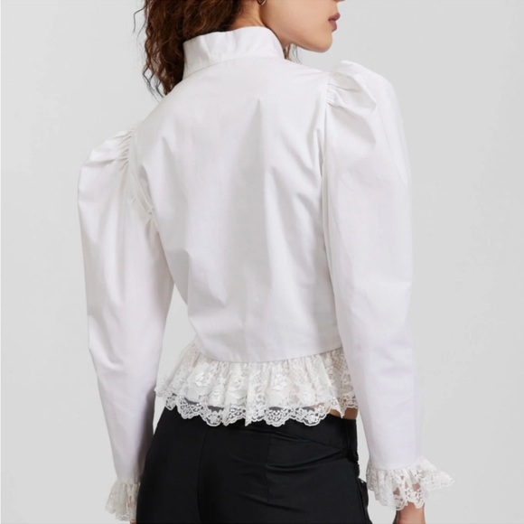 NWOT Batsheva 6 Grace Blouse White 
Victorian Cottagecore Prairie Lace Poplin - Picture 2 of 11